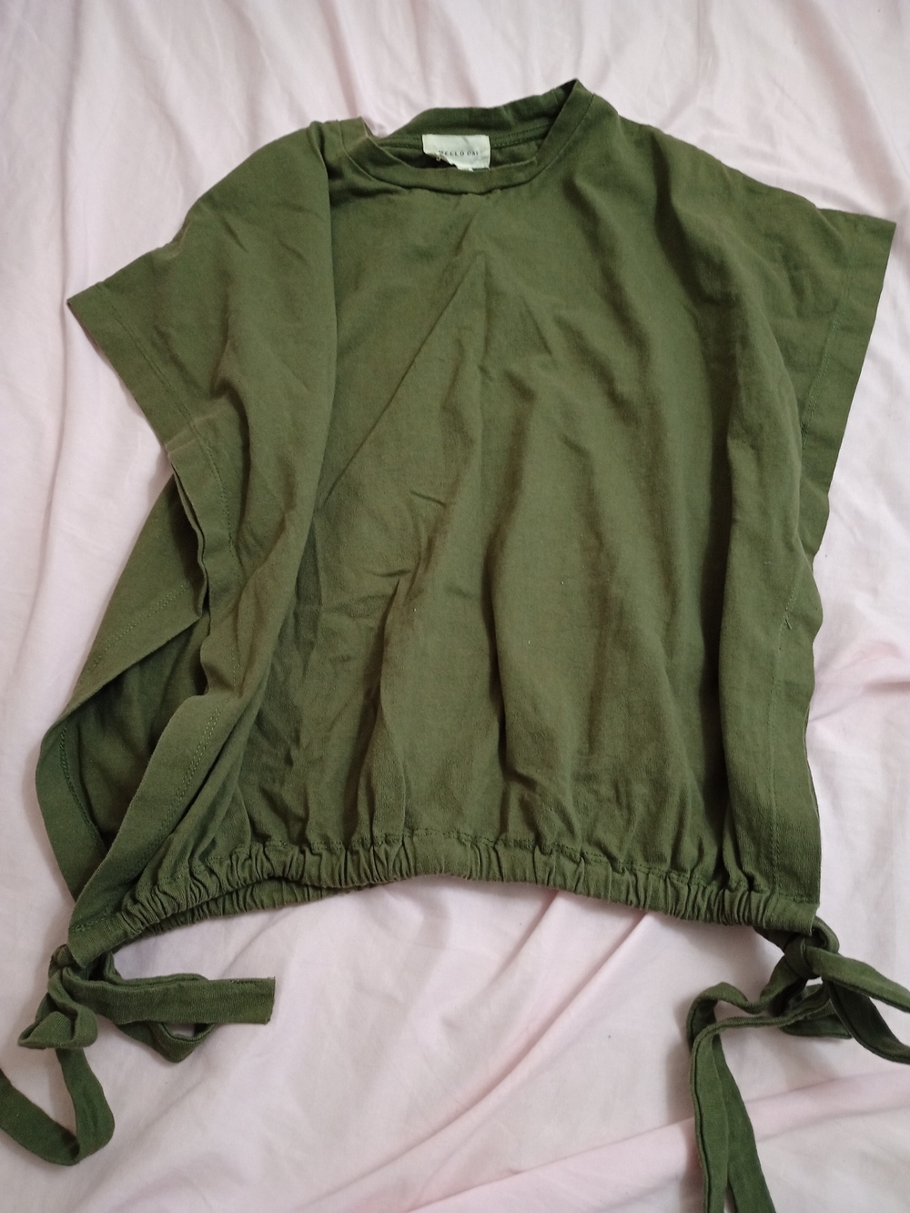 MELLODAY Olive Green Drawstring Hem Crop Top